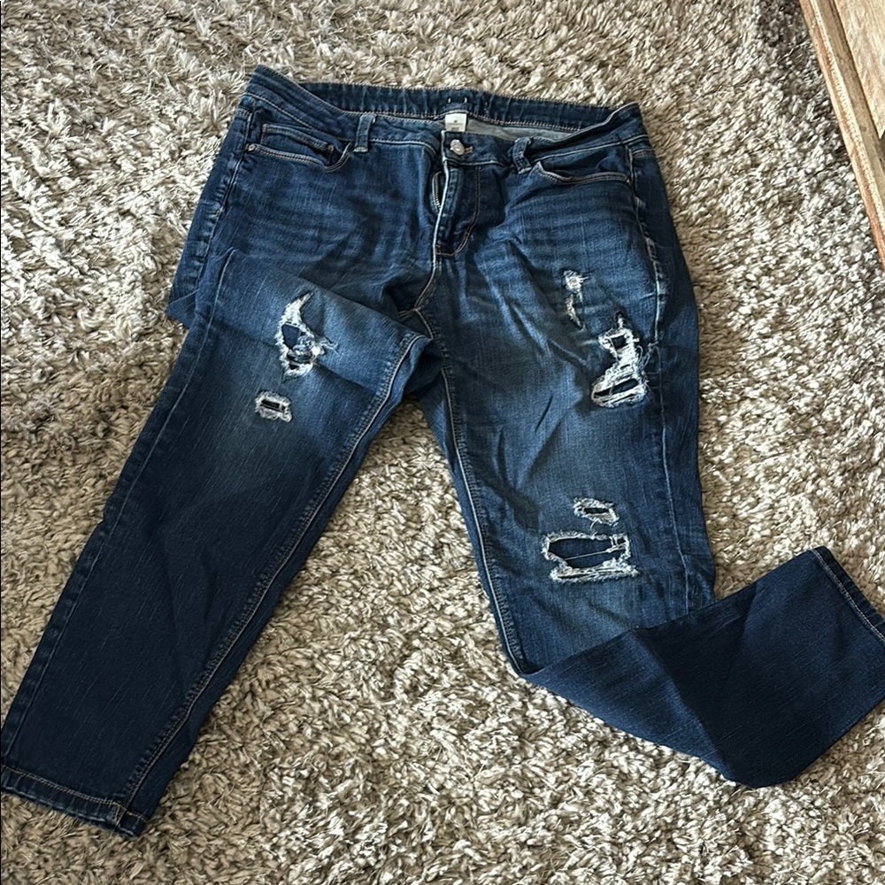 WHBM Distressed Skinny Blue Jeans